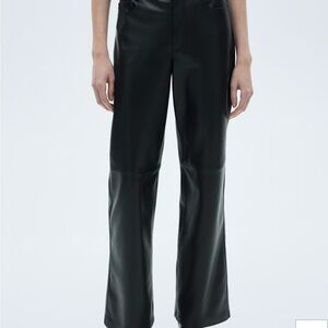 Mango Black Leather Trousers